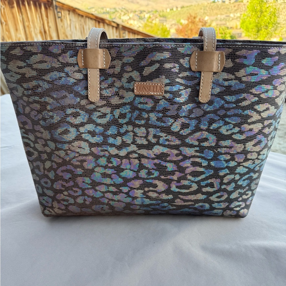 Consuela Iris Iridescent Leopard Print Tote